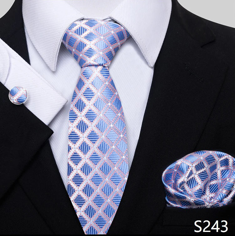 Top Grade 8 cm 100% Silk Tie Hanky Cufflink Set Necktie For Men Suit Accessories Red Paisley Wedding Gravatas Fit Party