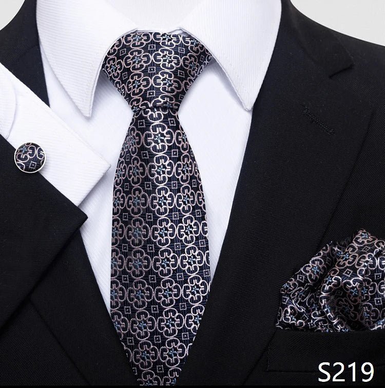 Top Grade 8 cm 100% Silk Tie Hanky Cufflink Set Necktie For Men Suit Accessories Red Paisley Wedding Gravatas Fit Party