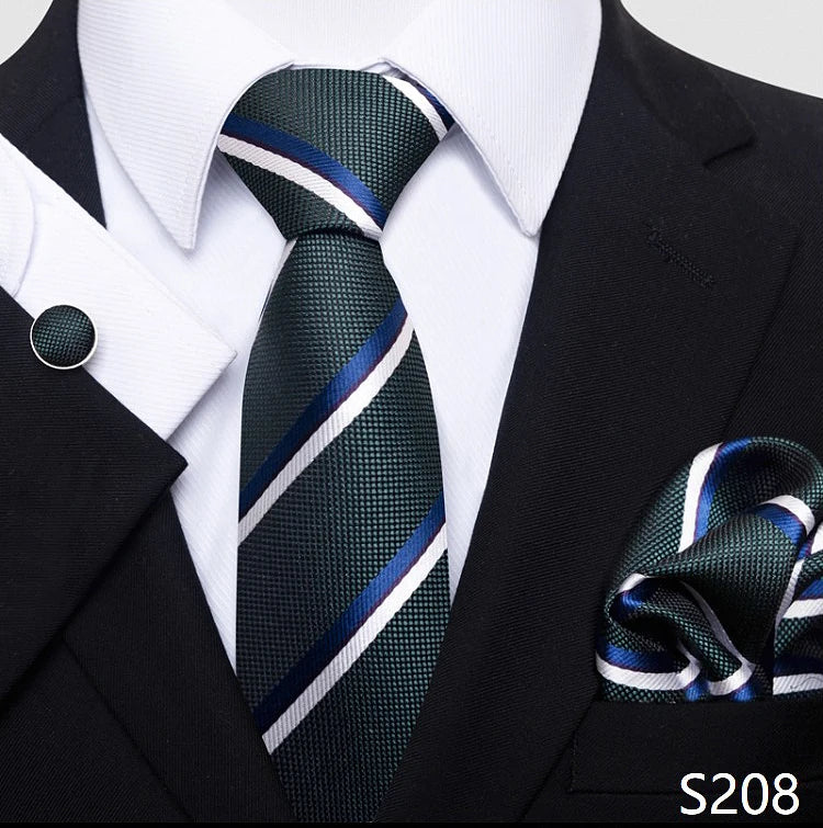 Top Grade 8 cm 100% Silk Tie Hanky Cufflink Set Necktie For Men Suit Accessories Red Paisley Wedding Gravatas Fit Party
