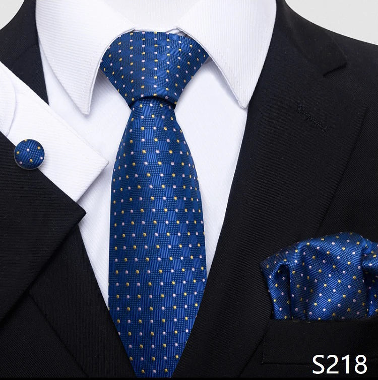 Top Grade 8 cm 100% Silk Tie Hanky Cufflink Set Necktie For Men Suit Accessories Red Paisley Wedding Gravatas Fit Party
