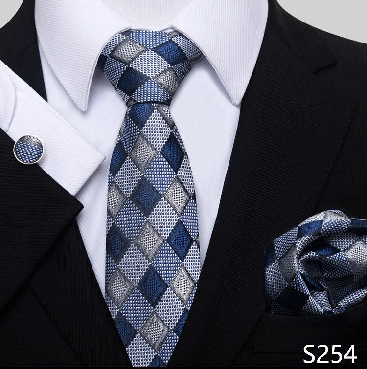 Top Grade 8 cm 100% Silk Tie Hanky Cufflink Set Necktie For Men Suit Accessories Red Paisley Wedding Gravatas Fit Party