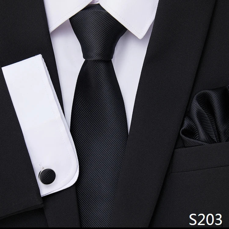 Top Grade 8 cm 100% Silk Tie Hanky Cufflink Set Necktie For Men Suit Accessories Red Paisley Wedding Gravatas Fit Party