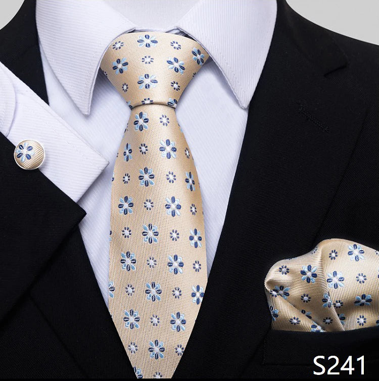 Top Grade 8 cm 100% Silk Tie Hanky Cufflink Set Necktie For Men Suit Accessories Red Paisley Wedding Gravatas Fit Party