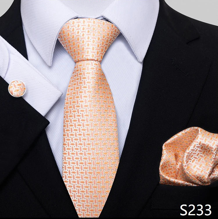 Top Grade 8 cm 100% Silk Tie Hanky Cufflink Set Necktie For Men Suit Accessories Red Paisley Wedding Gravatas Fit Party