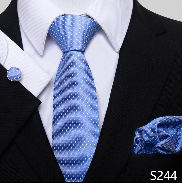 Top Grade 8 cm 100% Silk Tie Hanky Cufflink Set Necktie For Men Suit Accessories Red Paisley Wedding Gravatas Fit Party