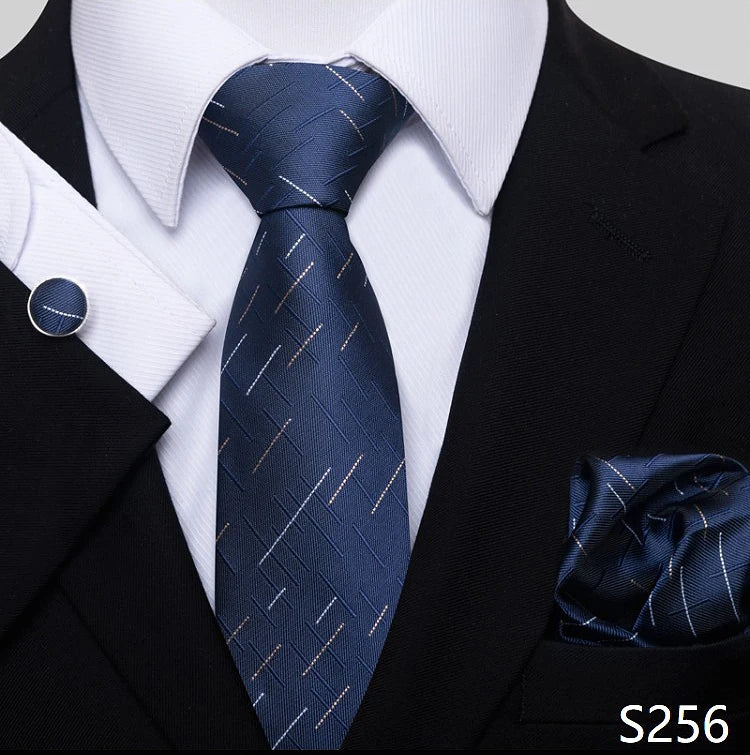 Top Grade 8 cm 100% Silk Tie Hanky Cufflink Set Necktie For Men Suit Accessories Red Paisley Wedding Gravatas Fit Party
