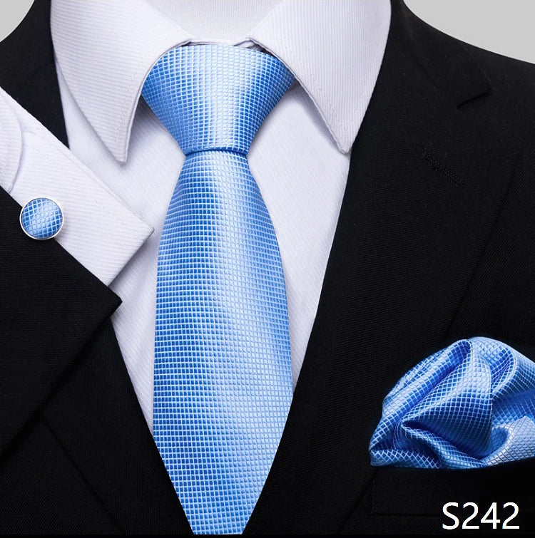 Top Grade 8 cm 100% Silk Tie Hanky Cufflink Set Necktie For Men Suit Accessories Red Paisley Wedding Gravatas Fit Party
