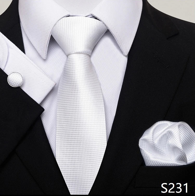 Top Grade 8 cm 100% Silk Tie Hanky Cufflink Set Necktie For Men Suit Accessories Red Paisley Wedding Gravatas Fit Party