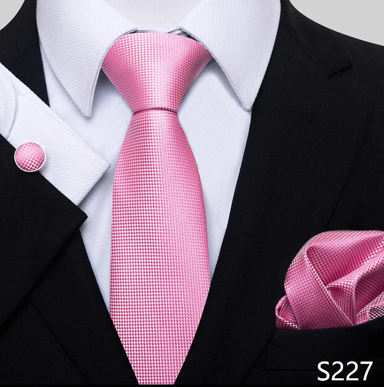 Top Grade 8 cm 100% Silk Tie Hanky Cufflink Set Necktie For Men Suit Accessories Red Paisley Wedding Gravatas Fit Party