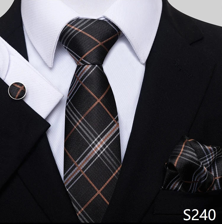 Top Grade 8 cm 100% Silk Tie Hanky Cufflink Set Necktie For Men Suit Accessories Red Paisley Wedding Gravatas Fit Party