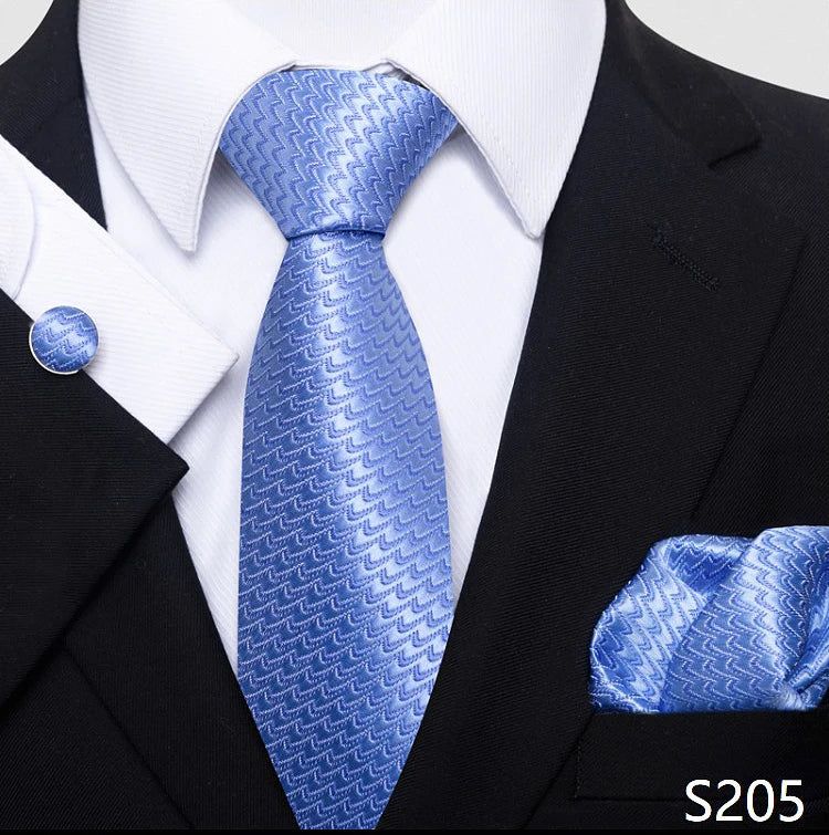 Top Grade 8 cm 100% Silk Tie Hanky Cufflink Set Necktie For Men Suit Accessories Red Paisley Wedding Gravatas Fit Party