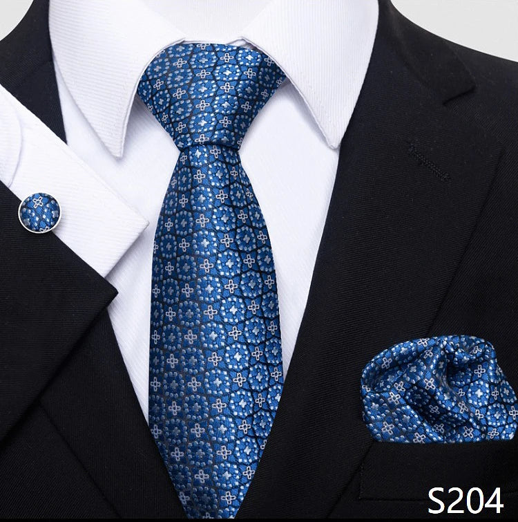 Top Grade 8 cm 100% Silk Tie Hanky Cufflink Set Necktie For Men Suit Accessories Red Paisley Wedding Gravatas Fit Party