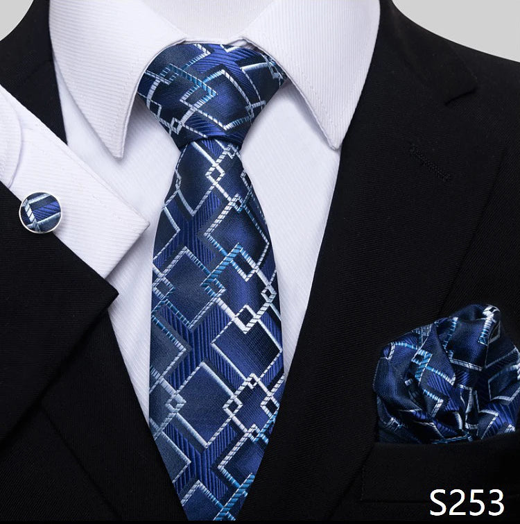 Top Grade 8 cm 100% Silk Tie Hanky Cufflink Set Necktie For Men Suit Accessories Red Paisley Wedding Gravatas Fit Party