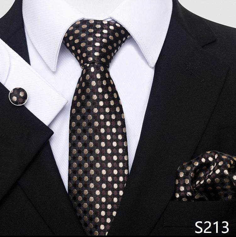 Top Grade 8 cm 100% Silk Tie Hanky Cufflink Set Necktie For Men Suit Accessories Red Paisley Wedding Gravatas Fit Party