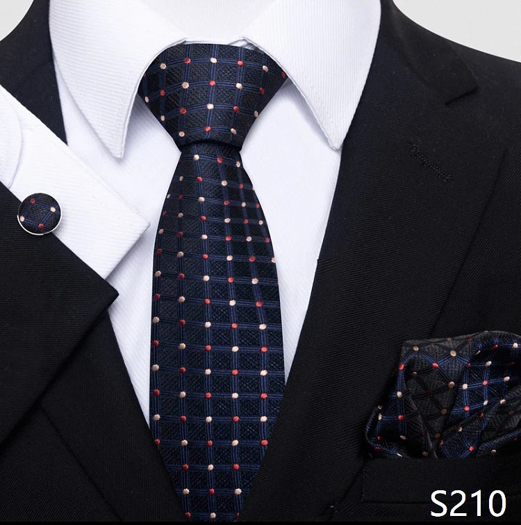Top Grade 8 cm 100% Silk Tie Hanky Cufflink Set Necktie For Men Suit Accessories Red Paisley Wedding Gravatas Fit Party