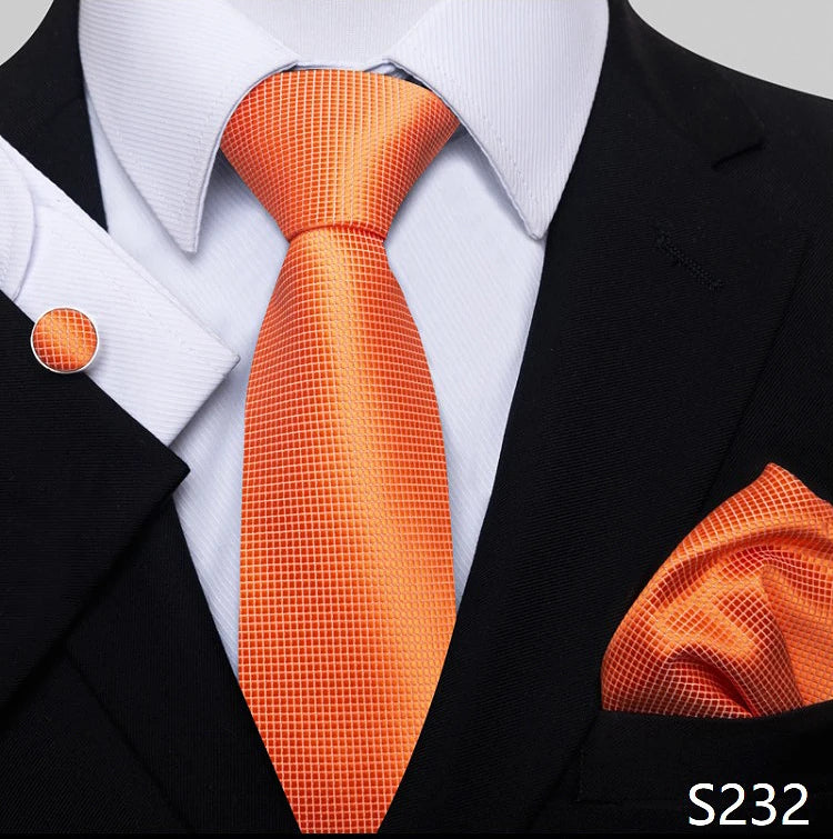 Top Grade 8 cm 100% Silk Tie Hanky Cufflink Set Necktie For Men Suit Accessories Red Paisley Wedding Gravatas Fit Party