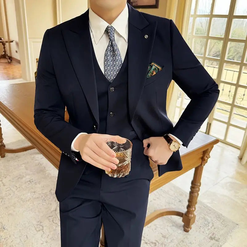 Elegant Men's Suits 2 Pieces Casual Stylish High-End Business Formal Slim Fit Groom Wedding Outfit Trend