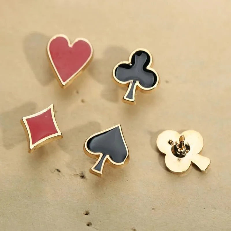 4pcs/Set Novelty Poker Themed Lapel Pin for Women Men Suit Dress Decoration Brooch Badge Collar Pins Holiday Gifts