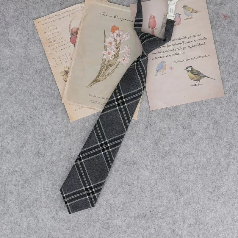 Lazy JK Ties men Plaid Necktie Japanese Style for White Shirts Uniform Cute Necktie Plaid Boys Ties Accessories