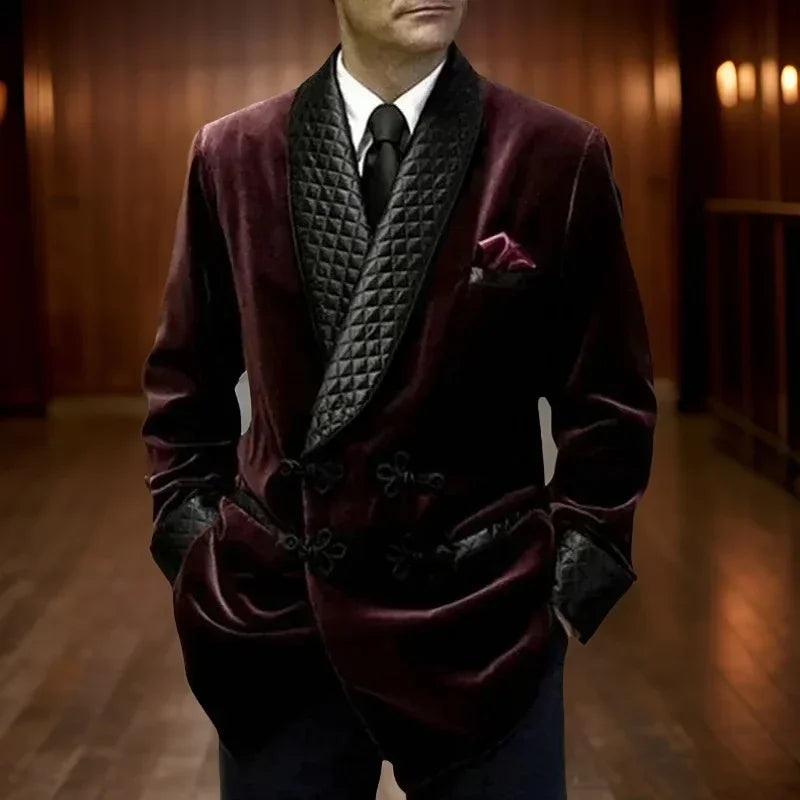 1 Piece Long Men Suit Jacket for Wedding 2024 Shawl Lapel Velvet Smoking Suit Blazer for Dinner Party Coat Ready to Ship