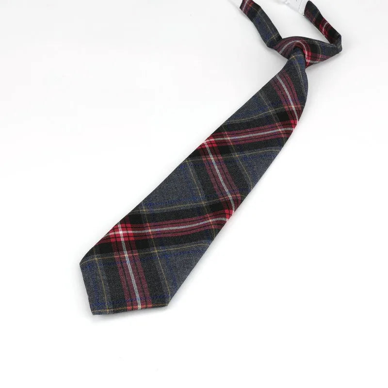 Lazy JK Ties men Plaid Necktie Japanese Style for White Shirts Uniform Cute Necktie Plaid Boys Ties Accessories