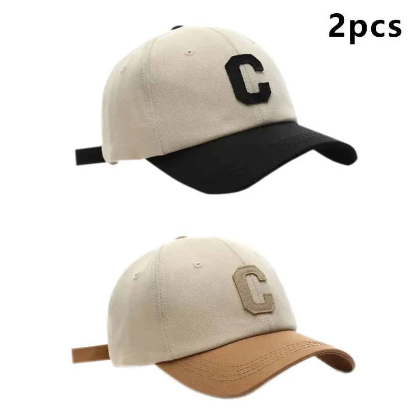 Baseball Cap for Women and Men Hat Fashion Letter C Patch Hat Summer Outdoor Sun Visors Caps Color Block Design for Couple Hats