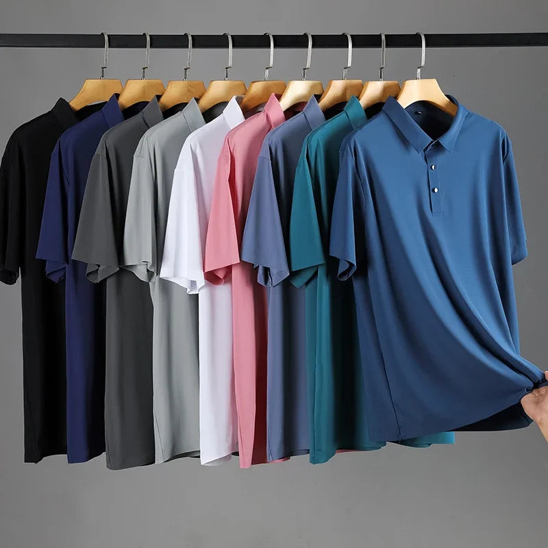 BROWON Brand Large Size 8XL Summer Men Polo Shirt Casual Loose Ice Silk Short Sleeve T Shirt Men Quick-drying Business Men Wear