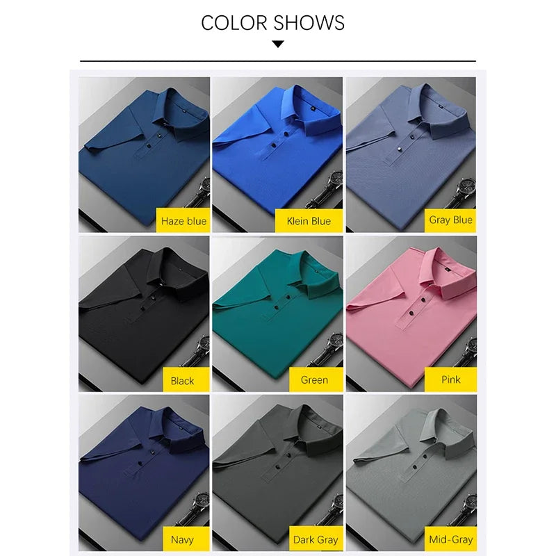 BROWON Brand Large Size 8XL Summer Men Polo Shirt Casual Loose Ice Silk Short Sleeve T Shirt Men Quick-drying Business Men Wear