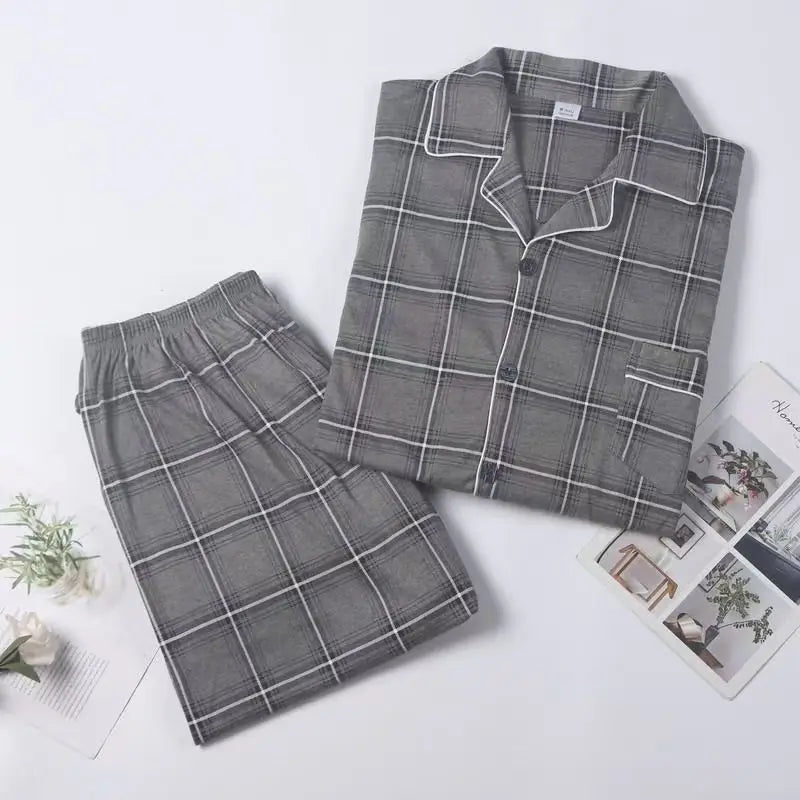 【Casual Homewear】Men's Versatile Pajama Set That Can Be Worn Outside, Long-Sleeved Top and Long Pants, Suitable for All Seasons