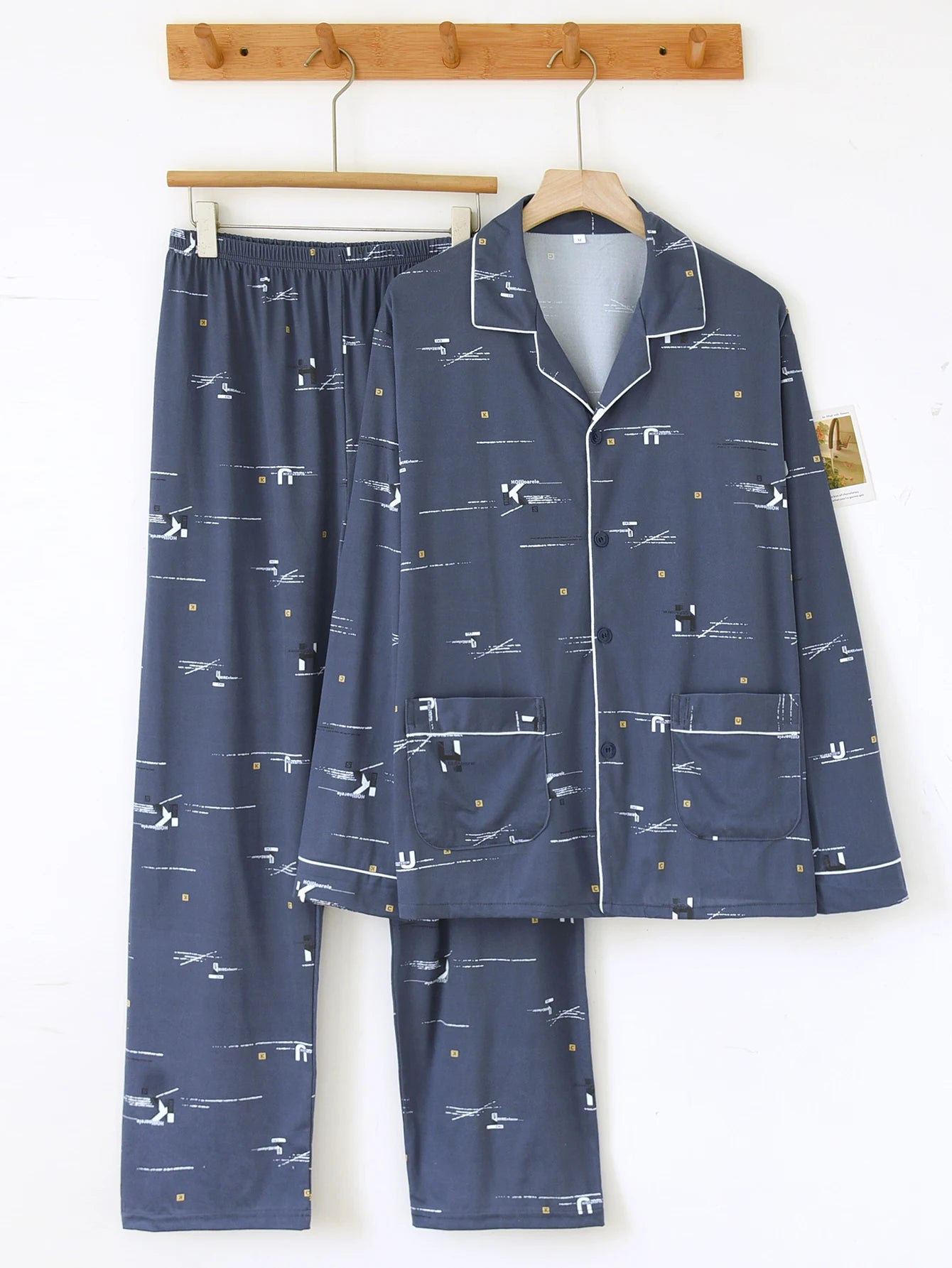 【Casual Homewear】Men's Versatile Pajama Set That Can Be Worn Outside, Long-Sleeved Top and Long Pants, Suitable for All Seasons