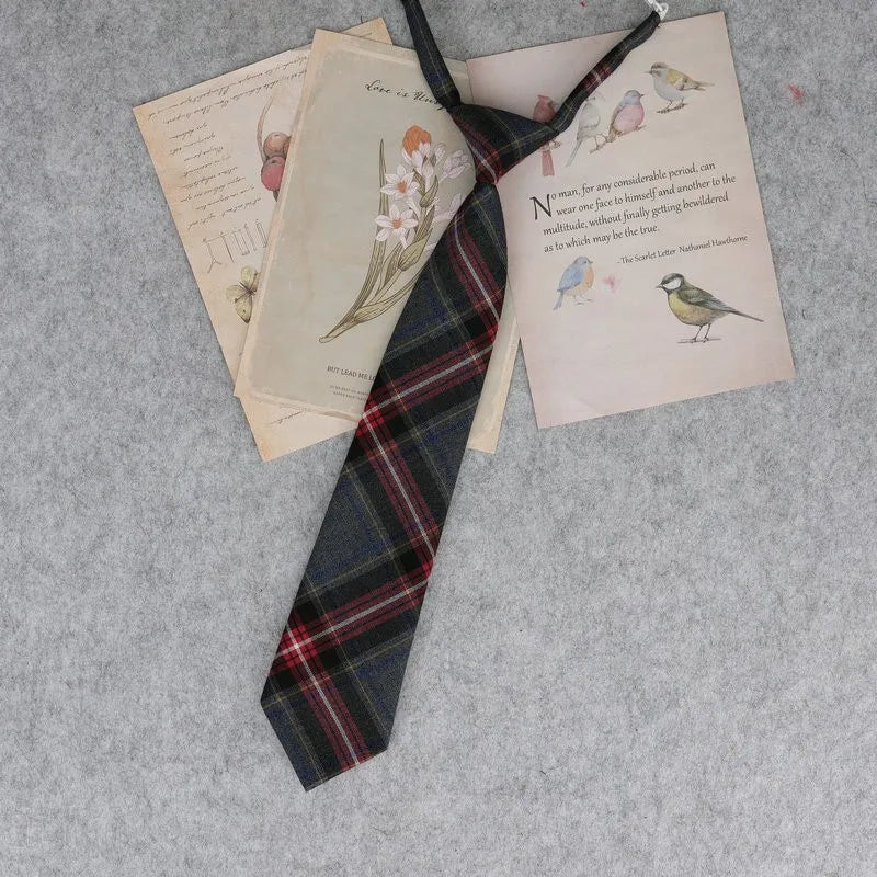 Lazy JK Ties men Plaid Necktie Japanese Style for White Shirts Uniform Cute Necktie Plaid Boys Ties Accessories