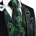 Hi-Tie High Quality Silk Mens Vests Pink Gray Floral Waistcoat Tie Hanky Cufflinks Brooch Set for Men Suit Wedding Office Gift