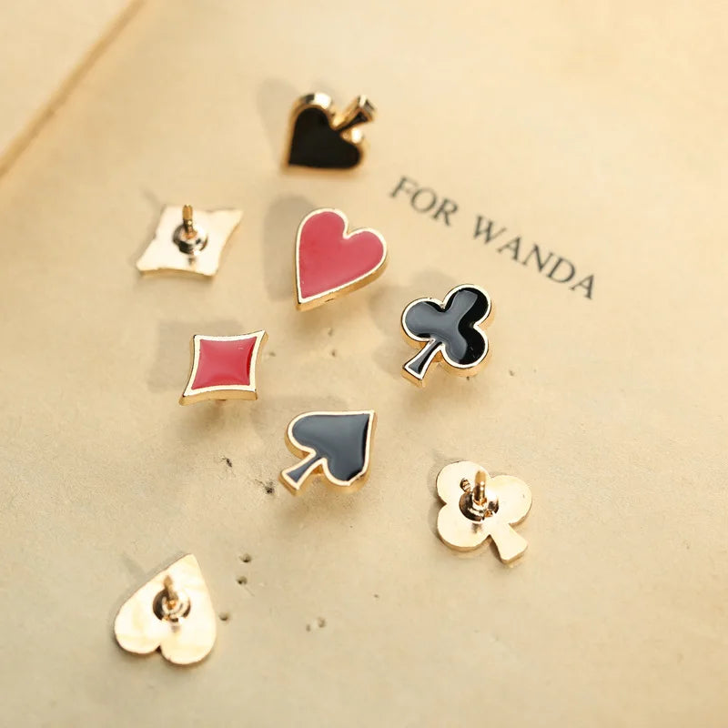 4pcs/Set Novelty Poker Themed Lapel Pin for Women Men Suit Dress Decoration Brooch Badge Collar Pins Holiday Gifts