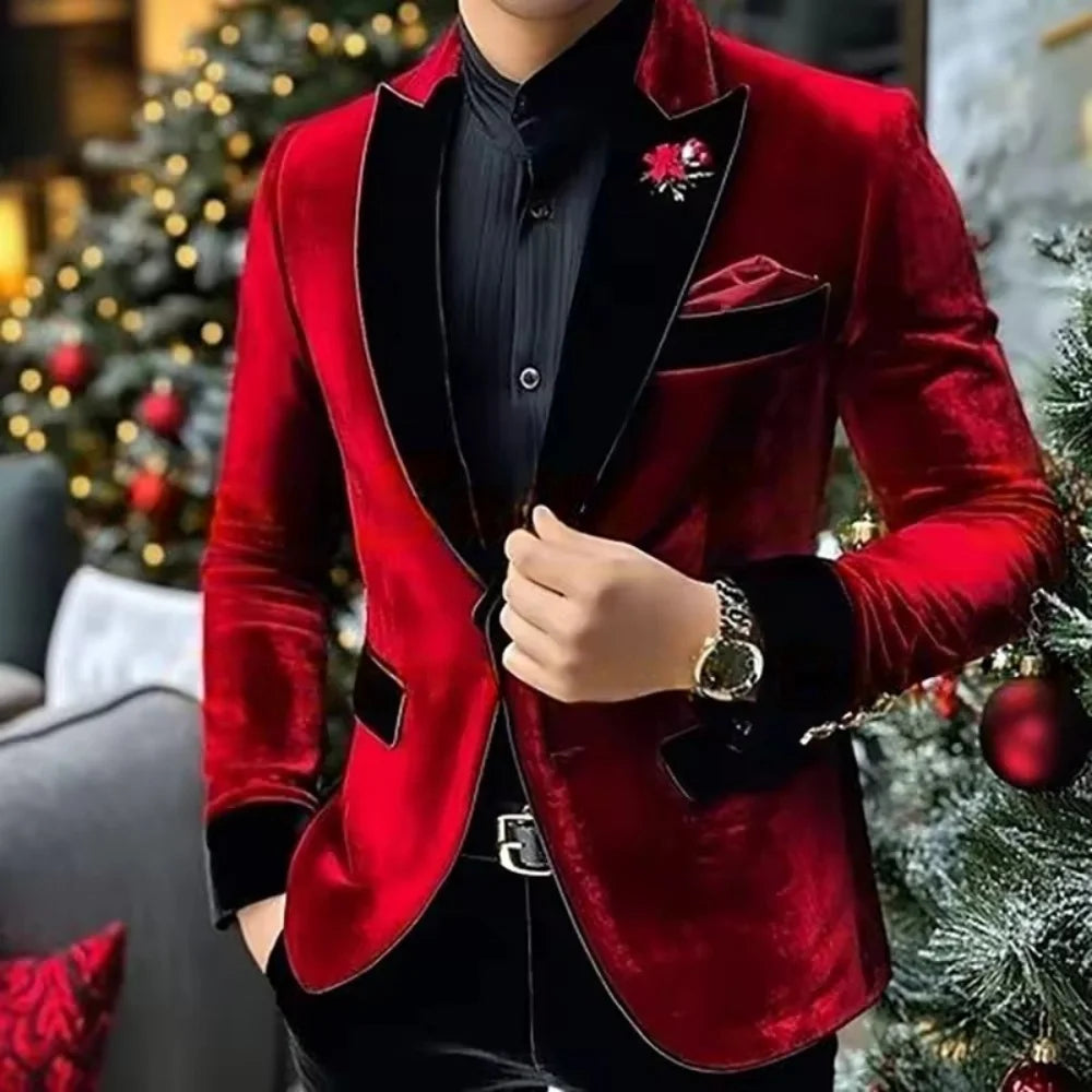 Formal Velvet Men Suits Fashion Single Breasted Men Suit Classic Groom Suit 2025 Suit Office Business Wedding Slim Fit Outfits