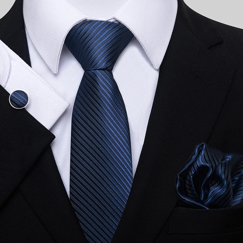 Top Grade 8 cm 100% Silk Tie Hanky Cufflink Set Necktie For Men Suit Accessories Red Paisley Wedding Gravatas Fit Party