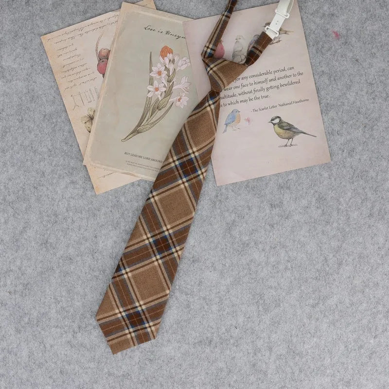 Lazy JK Ties men Plaid Necktie Japanese Style for White Shirts Uniform Cute Necktie Plaid Boys Ties Accessories