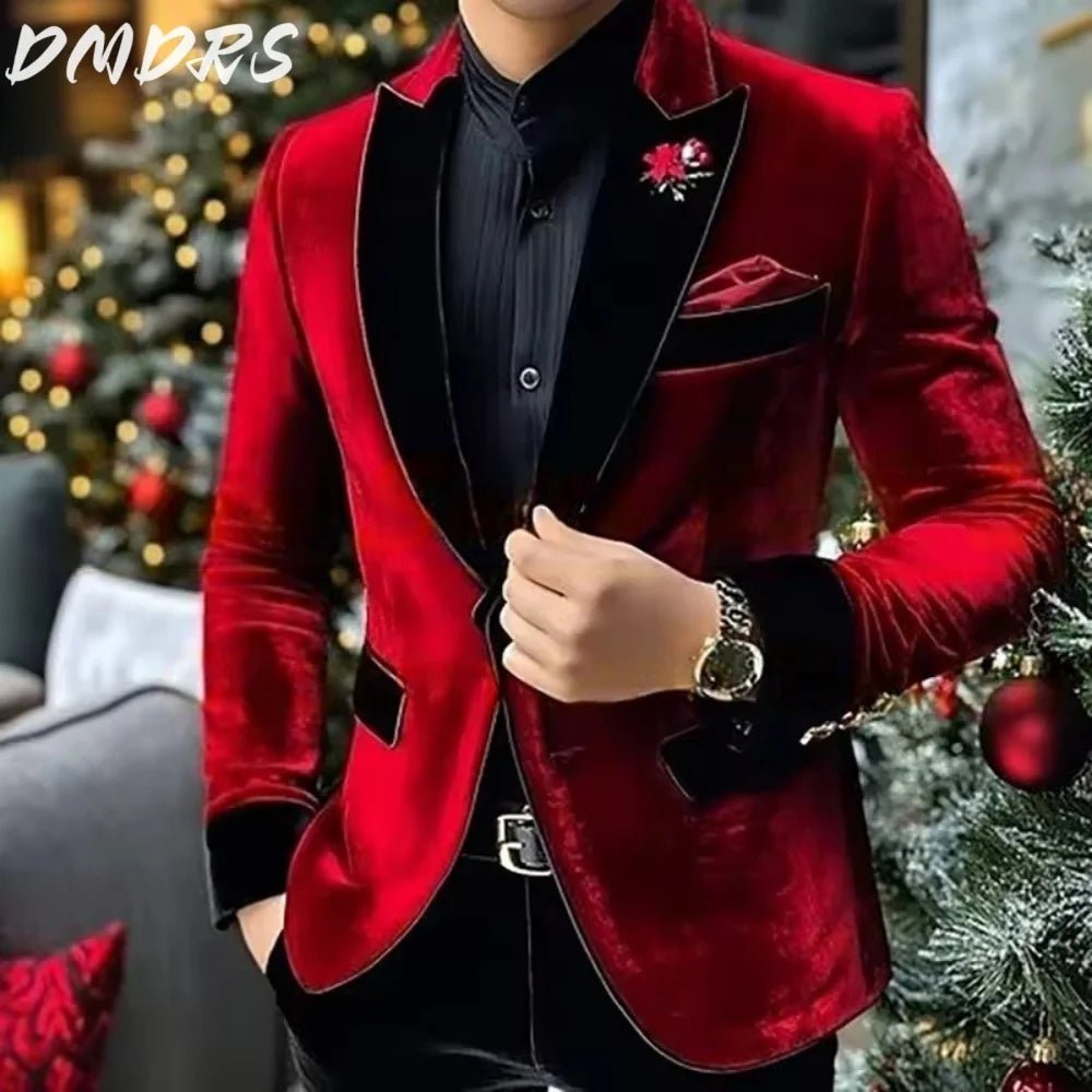 Formal Velvet Men Suits Fashion Single Breasted Men Suit Classic Groom Suit 2025 Suit Office Business Wedding Slim Fit Outfits