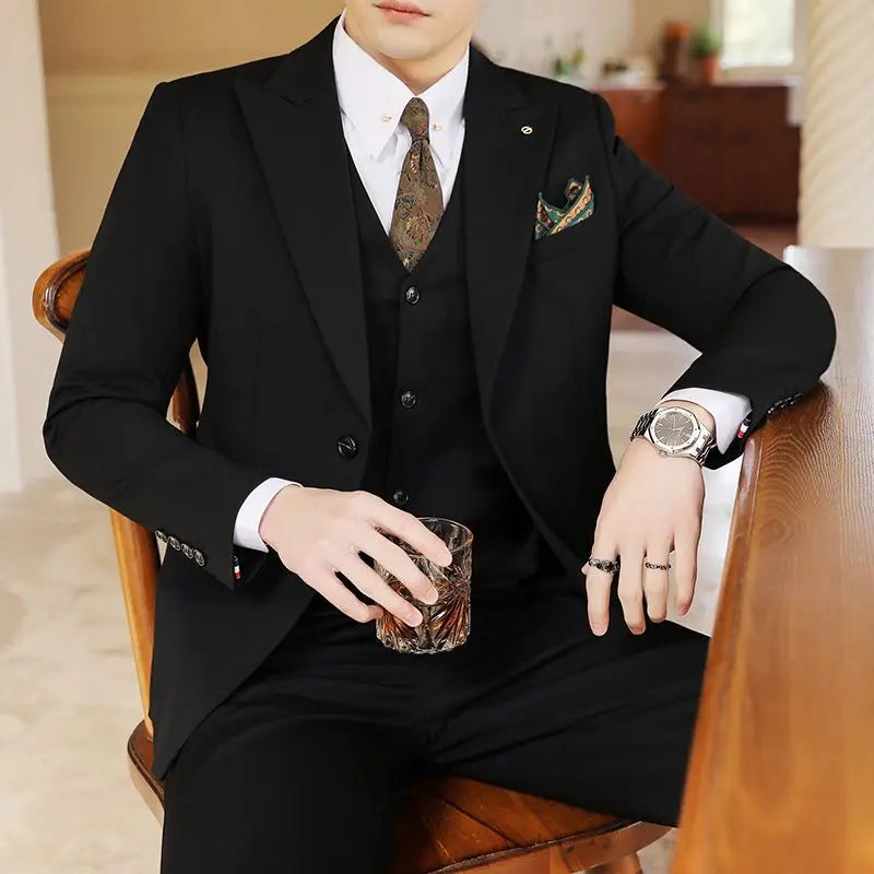 Elegant Men's Suits 2 Pieces Casual Stylish High-End Business Formal Slim Fit Groom Wedding Outfit Trend