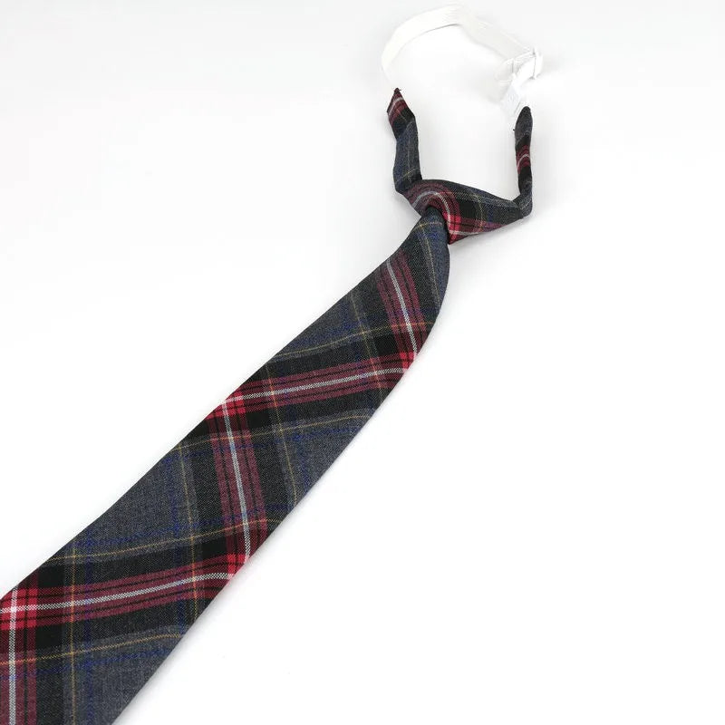 Lazy JK Ties men Plaid Necktie Japanese Style for White Shirts Uniform Cute Necktie Plaid Boys Ties Accessories