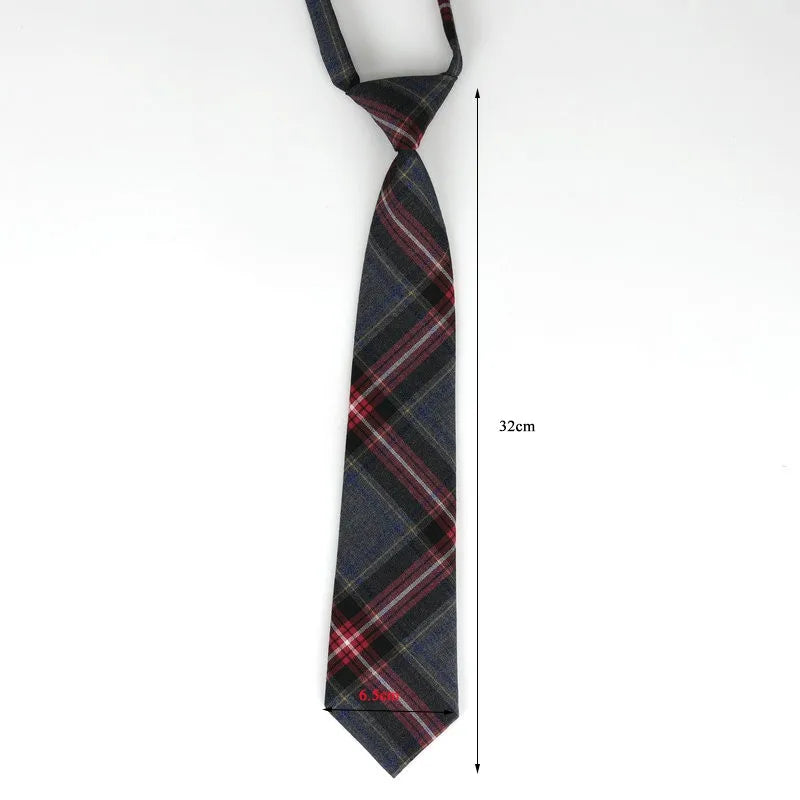 Lazy JK Ties men Plaid Necktie Japanese Style for White Shirts Uniform Cute Necktie Plaid Boys Ties Accessories
