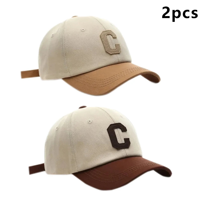 Baseball Cap for Women and Men Hat Fashion Letter C Patch Hat Summer Outdoor Sun Visors Caps Color Block Design for Couple Hats