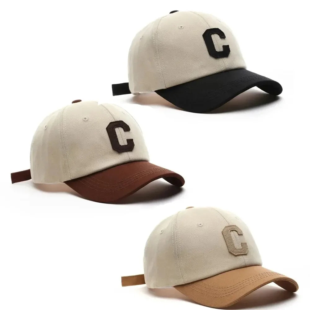 Baseball Cap for Women and Men Hat Fashion Letter C Patch Hat Summer Outdoor Sun Visors Caps Color Block Design for Couple Hats