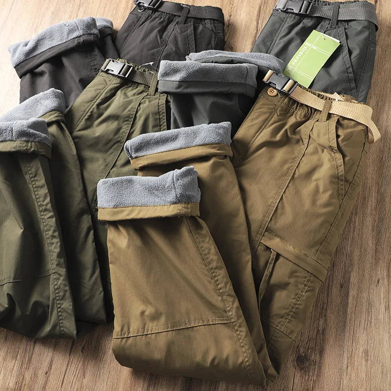 Outdoor Workwear Pants Men's Loose Fce Lined Thi Soft ell Hiking Mountain Climbing Windproof Waterproof Jaet Pants