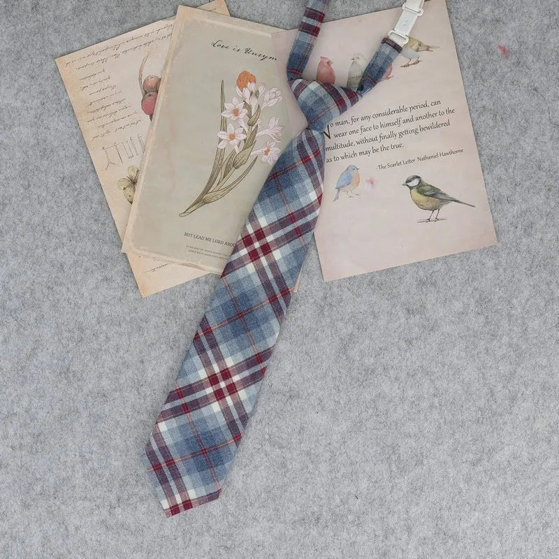 Lazy JK Ties men Plaid Necktie Japanese Style for White Shirts Uniform Cute Necktie Plaid Boys Ties Accessories