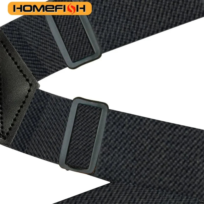 Heavy Duty Work Suspenders for Men 3.8cm Wide X-Back with 3 Plastic Gripper Clasps Adjustable Elastic Trouser Pants Braces-Black