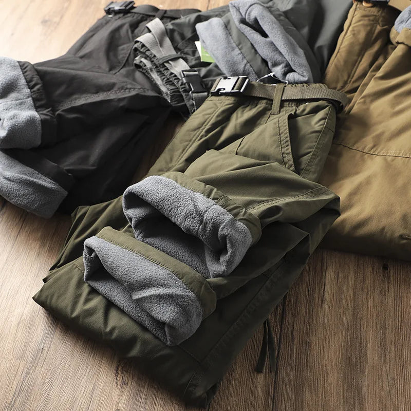 Outdoor Workwear Pants Men's Loose Fce Lined Thi Soft ell Hiking Mountain Climbing Windproof Waterproof Jaet Pants