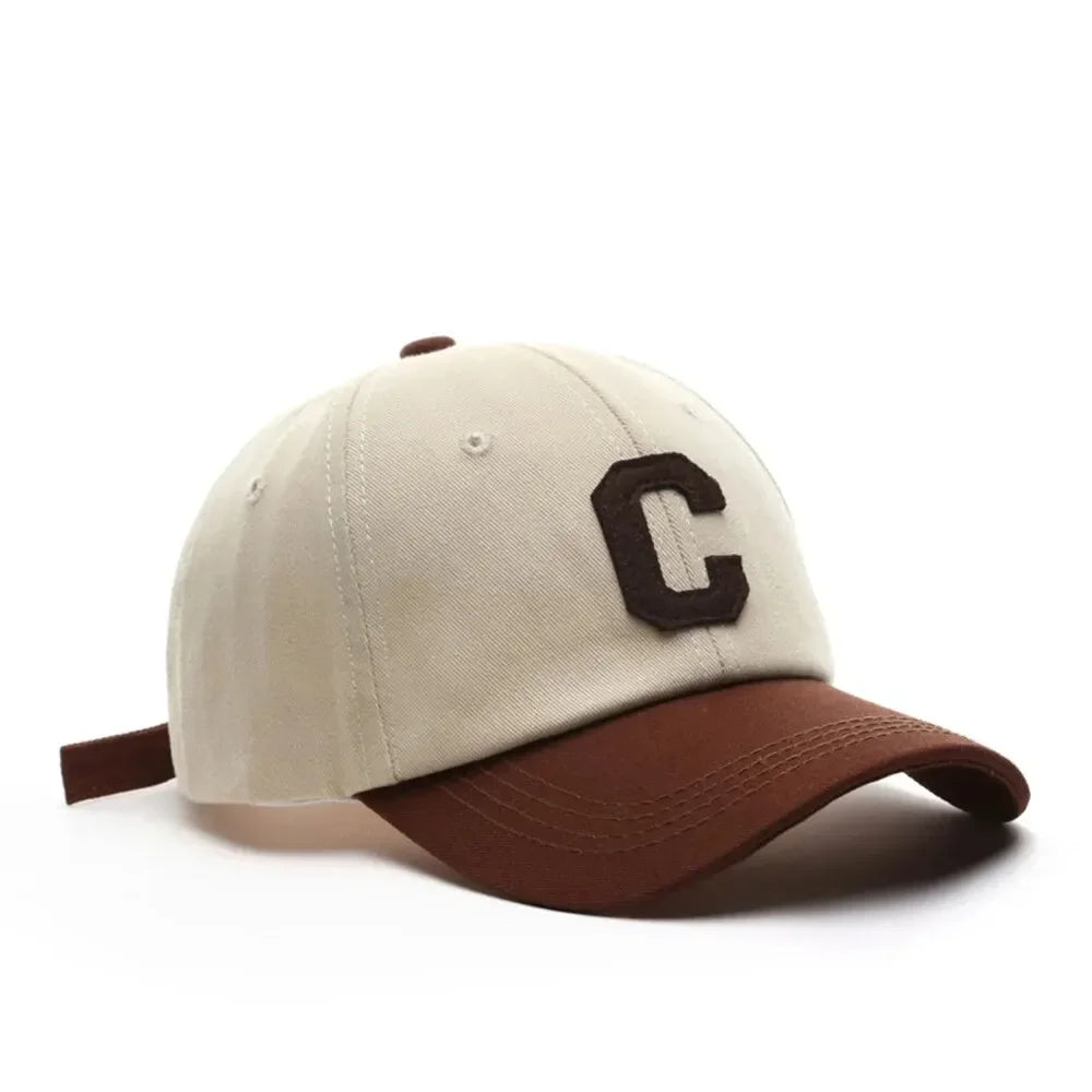 Baseball Cap for Women and Men Hat Fashion Letter C Patch Hat Summer Outdoor Sun Visors Caps Color Block Design for Couple Hats