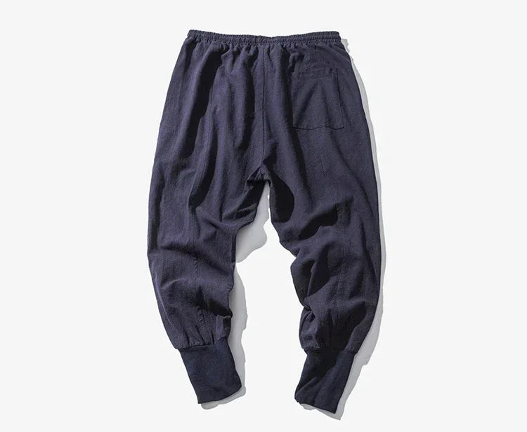 Men Harem Pants Streetwear Cotton Linen Joggers New Baggy Hip Hop Fashion Pants Casual Solid Trousers Male Trendy Sweatpants