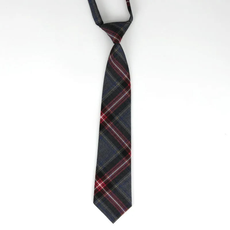 Lazy JK Ties men Plaid Necktie Japanese Style for White Shirts Uniform Cute Necktie Plaid Boys Ties Accessories