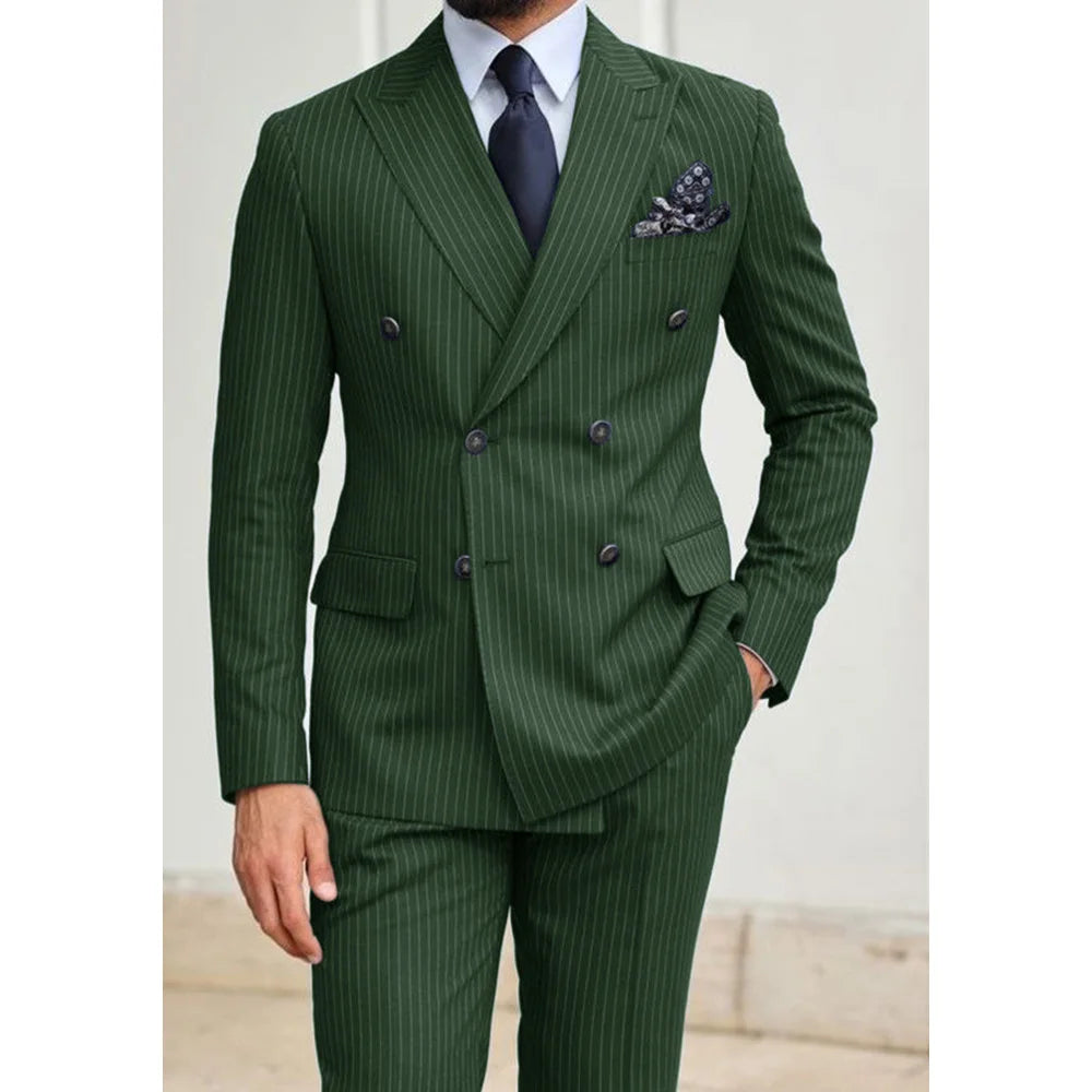Elegant Set Man Suits Men's Clothing Men's Two-piece Pinstripe Suit Pants Sets Fashionable Comfortable and Casual Suit Costumes